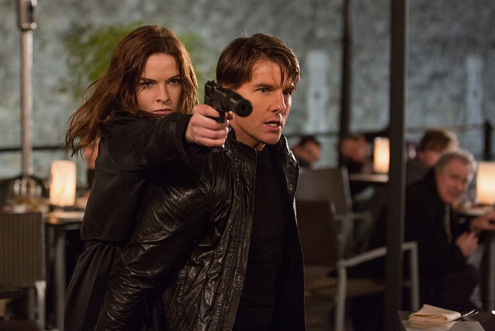 Left to right: Rebecca Ferguson plays Ilsa and Tom Cruise plays Ethan Hunt in Mission: Impossible - Rogue Nation from Paramount Pictures and Skydance Productions.